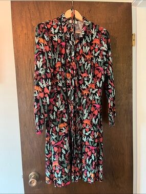 Black Long Sleeve Dress with Colorful Dinosaur Print